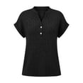 thumbnail image 5 of Women’s Short Sleeve Shirts V-Neck Button Summer 2026 Groove Strip Tops Dressy Casual Work Blouses,Black,XXL, 5 of 6