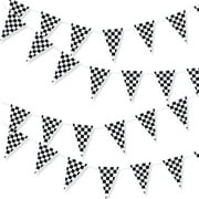 XELPARUC Flags Black and White 100 FT Pennant Racing Banner, Theme Party Decoration Plastic Flag | Race Car Parties Dcor, Decorative Birthday BBQ Bar Hanging Accessories