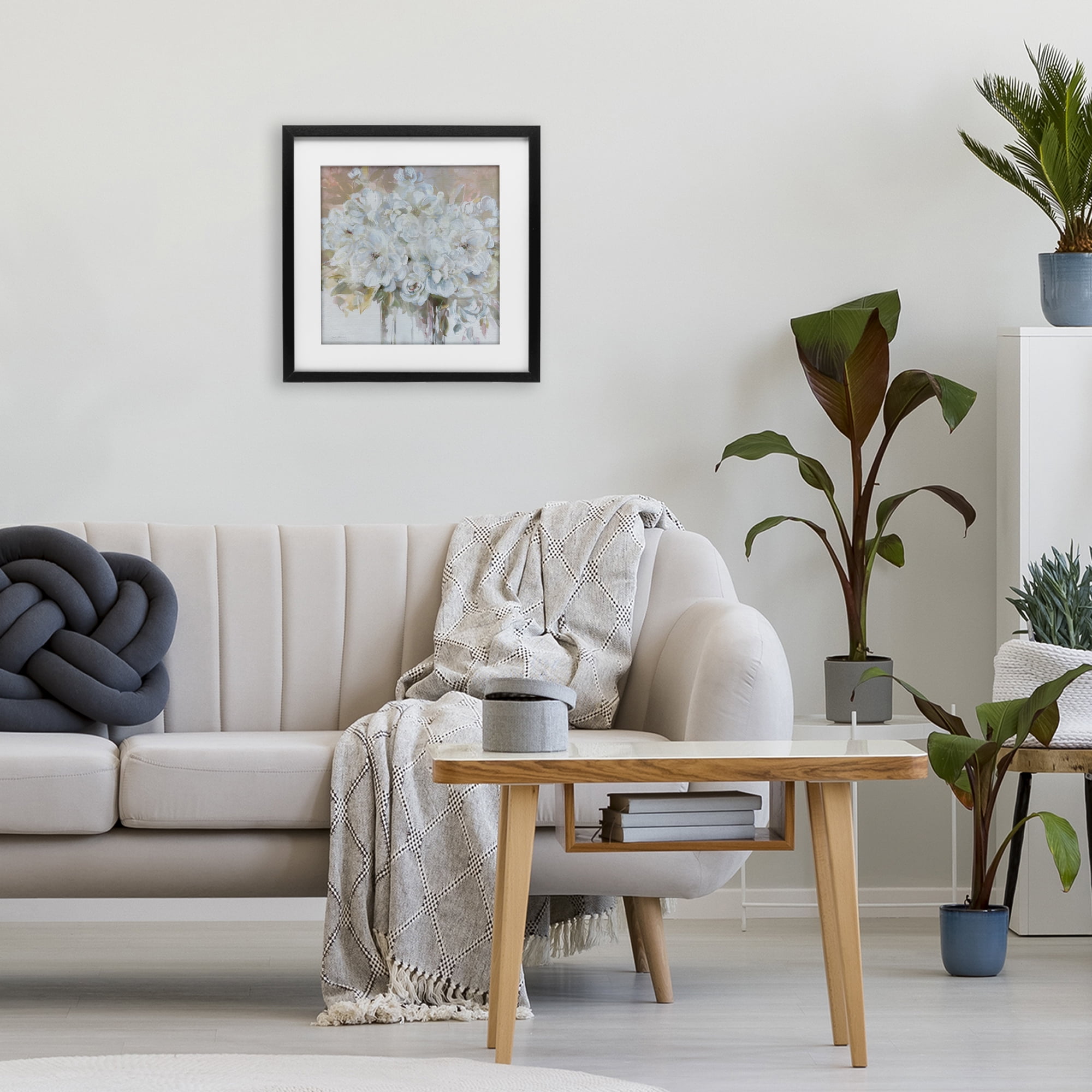 Stupell Industries Soft White Bouquet Serenity Black Framed Print Under Glass, design by Carol Robinson