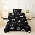 thumbnail image 2 of Erosebridal Black White Bow Football Twin Bedding for Girls, Princess Bow Duvet Cover Set, Black Reversible, 1 Duvet Cover and 1 Pillowcase (No Comforter), 2 of 6
