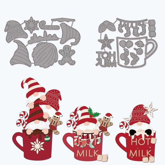 Christmas Gnome Christmas Cup Metal Die Cuts Christmas Carbon Steel Die Cutting Stencil Template for DIY Crafting Card Making Mental Cutting Dies for Decoration Scrapbooking for diy