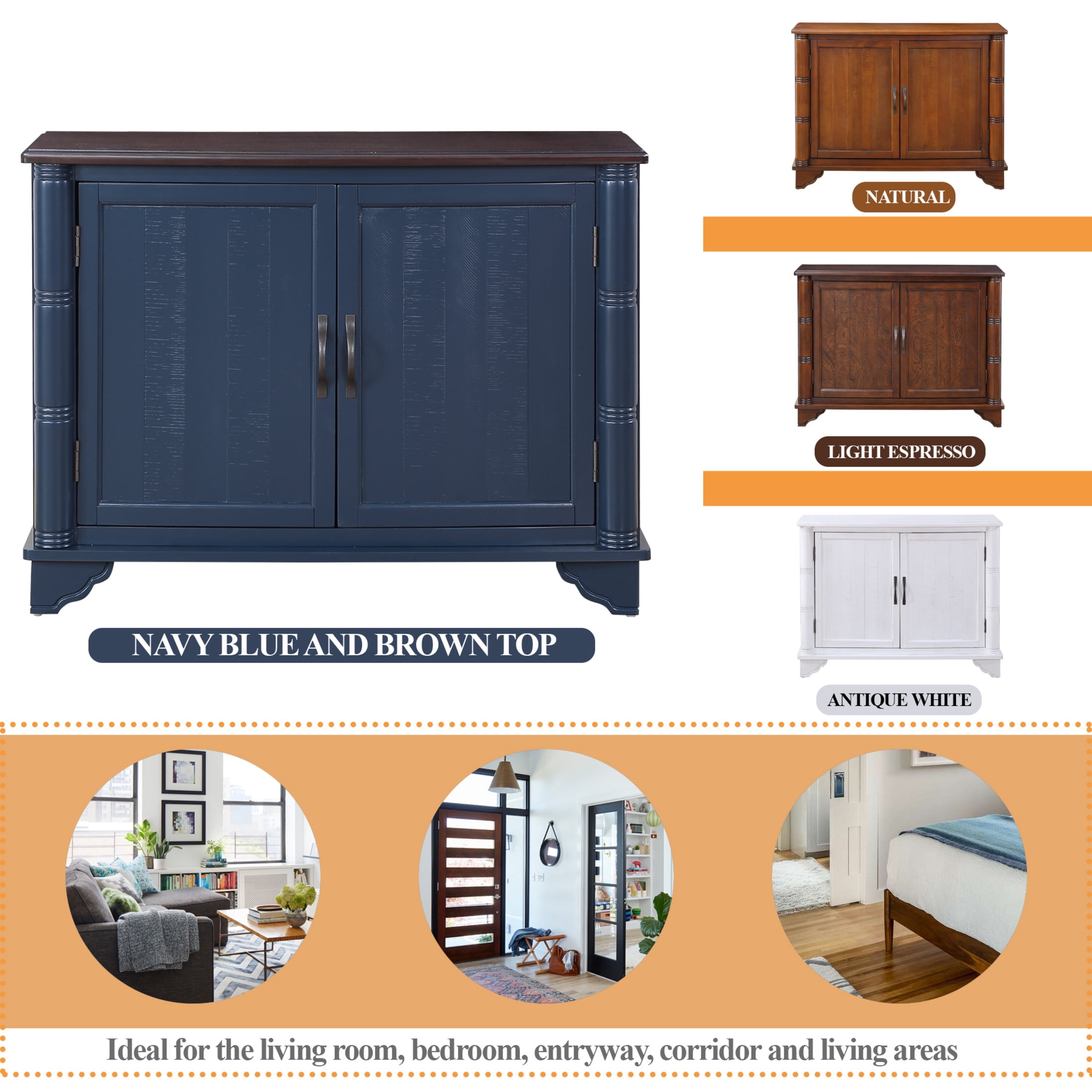 Noble House Jemima 40" Console Table, Pine Wood Frame with Storage Shelf for Hallway or Sofa Table, Navy Blue