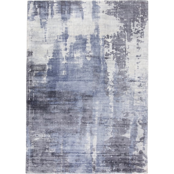 Feizy Emory Modern Abstract, Blue/Gray/Ivory, 2' x 3' Accent Rug, Sheen Handmade, Area Rug for Living Room and Bedroom