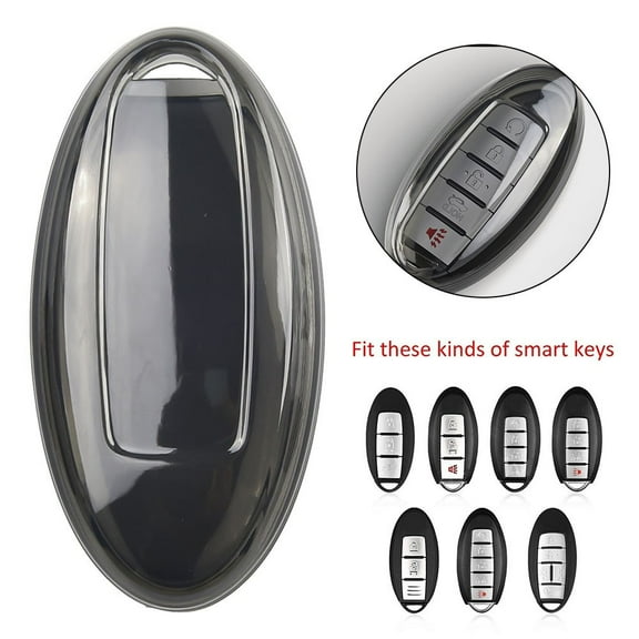 Huanke-For Nissan For Infiniti Black Transparent Key Fob Case Cover Holder Accessories