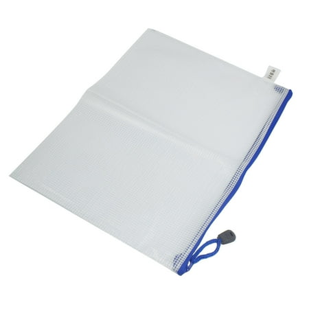 Plastic Document Holder Unique Bargains Unique Bargains Gridding Zippered A4 Paper File Document Holder White Blue Soft Plastic Bag ()