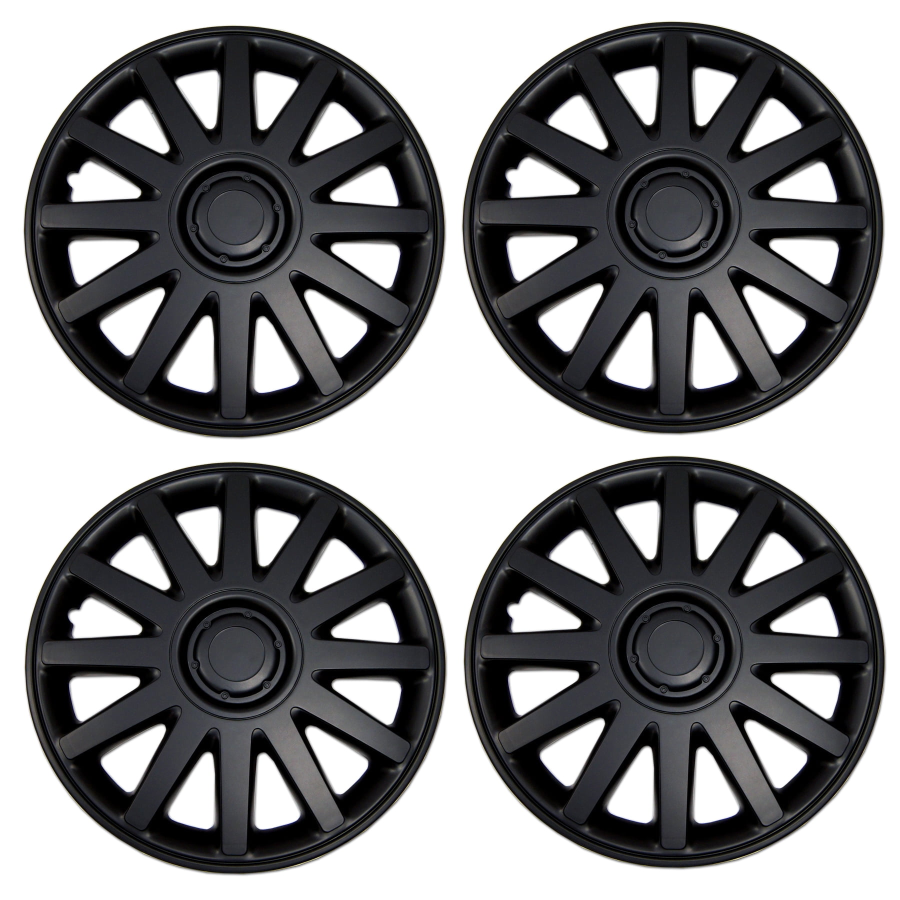 Set of 4 Matte Black Hubcaps 16" WSC3610B16 Hub Caps Wheel Skin