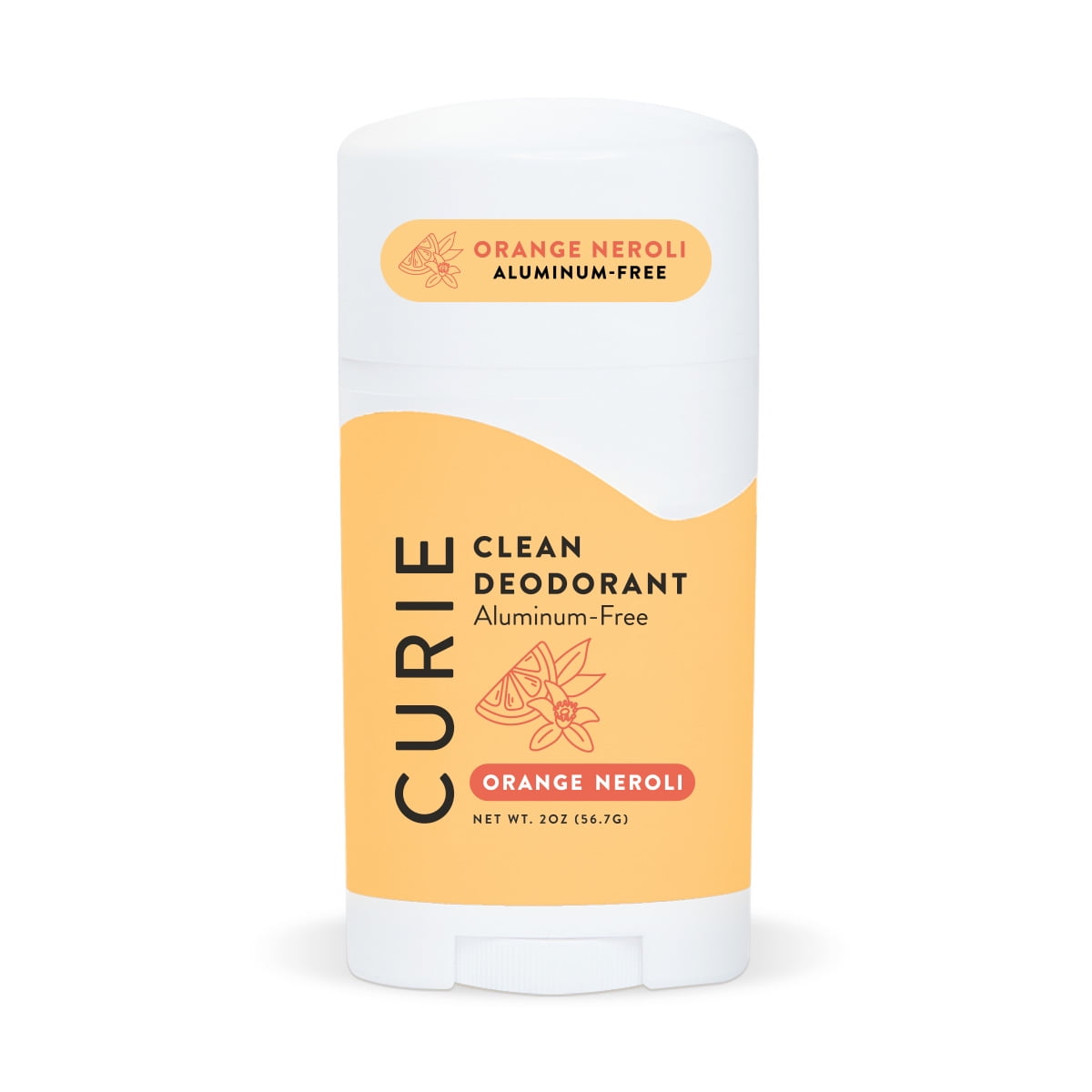 (3 pack) Curie Natural Deodorant Stick, Orange Neroli, Aluminum-Free, for Men and Women, 2 oz