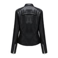 thumbnail image 4 of Women Lapel Motor Jacket Zip Up Cropped Outerwear Coat, 4 of 4