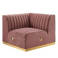 thumbnail image 2 of Modway Conjure Channel Tufted Performance Velvet Left Corner Chair in Gold/Rose, 2 of 6