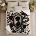 thumbnail image 5 of Gothic Dark Romance Portrait Crimson Roses Black Bats, Dramatic Botanical Scene, Warm Flannel Blanket for Sunroom and Reading Nook, Garden Lovers Valentine's Day Gift, Botanical Home Decor, 5 of 9