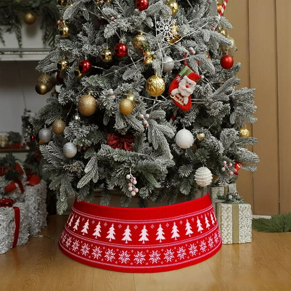 Falda para árbol de Navidad, decoración navideña, adorno para árbol, copo de nieve, regalo de punto