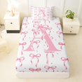 thumbnail image 3 of Manfei Girls Pink Letter Monogrammed A Twin Sheet Sets 3pcs,Kids Teens Ribbon Bow Knot Polka Dots Bedding,Super Cozy Room Decor, 3 of 5