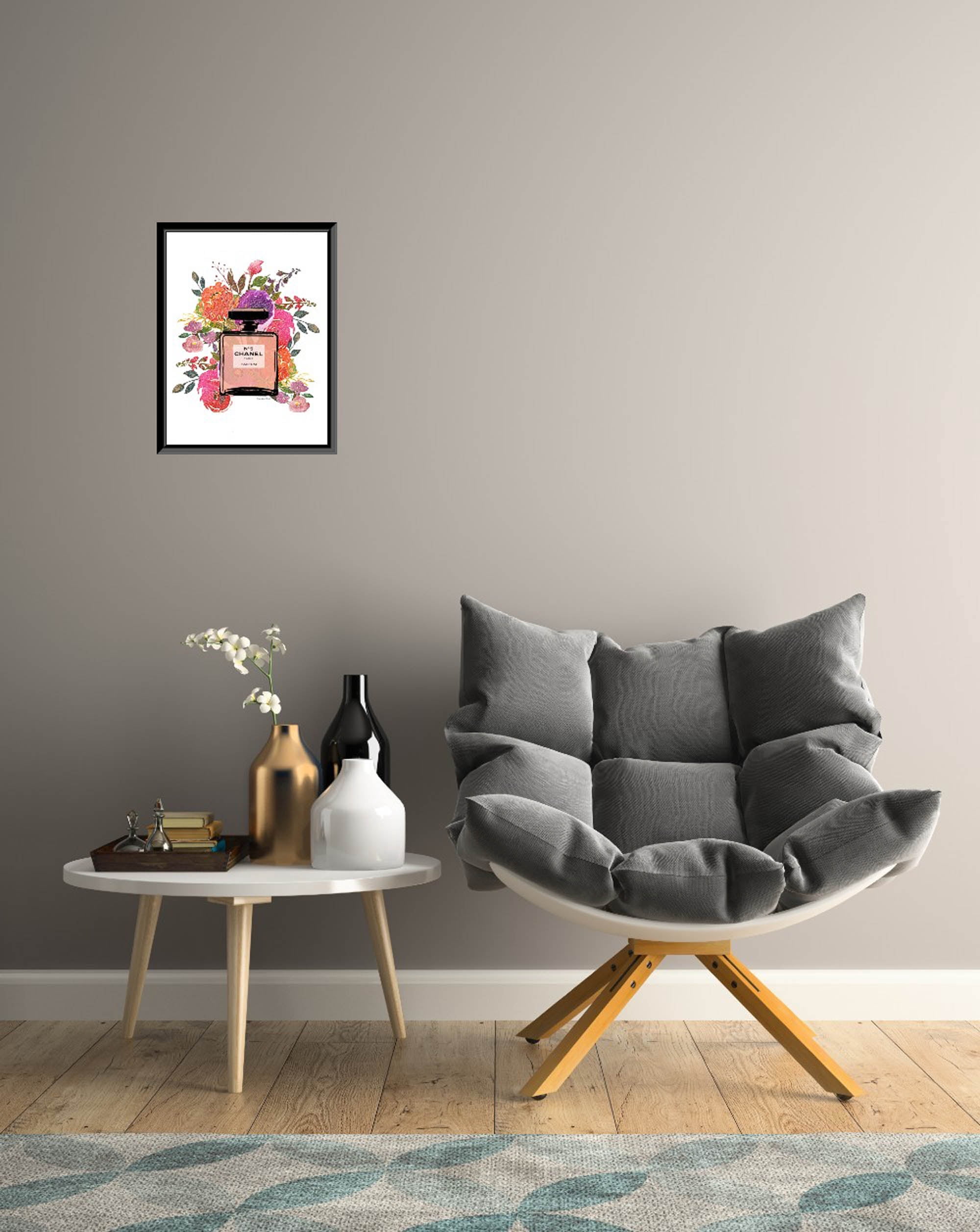 Venice Beach Collection's Glam Perfume Bottle Flower Burst 14x18 Framed Print