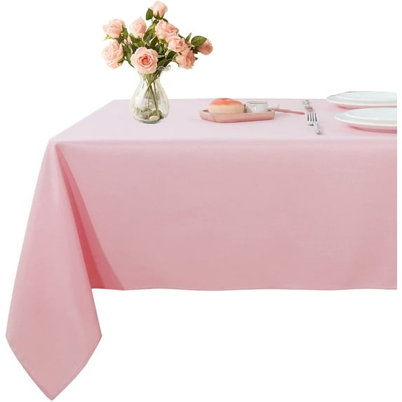 Rectangle Table Cloth for Dinning Tables, Kitchen,, 100% Cotton Table Top Covers, 600 TC Dust Proof Linen Covers for Tables, Soft and Luxury, Pack of 5 Piece - Pink Solid, 54 x 70 Inch.