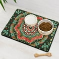 thumbnail image 2 of Abstract Artistic Dog Bowl Mat - Colorful Paisley Pattern, Absorbent Mat with Rubber Base, 2 of 3