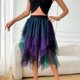 thumbnail image 2 of Falda de Alta Cintura Elástica de las Mujeres Falda Asimétrica en Capas de Cintura Alta con Diseño de Gradiente, Tela Suave Transpirable Midi Casual para el Verano, 2 of 7