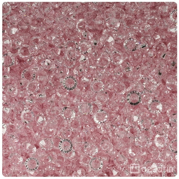 BeadTin Pale Pink Transparent 6mm Faceted Rondelle Craft Beads (1350pcs)