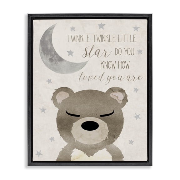 Stupell Industries Scandinavian Soft Twinkle Song Bear Black Floating Frame Canvas Art, 17 x 21, by Daniela Santiago