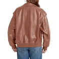 thumbnail image 5 of Womens Oversized Leather Bomber Jackets Cap Sleeve Zip Up Motorcycle Coats with Pockets, 5 of 6