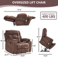 thumbnail image 3 of LEGAHOME Oversize Lift Recliner Chair, Electric Power Lift Chair with Heated and Massage Function, Large Fabric Recliner with Remotes & Cup Holders, Wide Seat Lounge Sofa for Big and Tall, Coffee, 3 of 12
