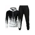 thumbnail image 1 of Daeful Sweatsuit Two Pieces Tracksuit Long Sleeve Jogger Set Men Lounge Active 2 Pcs Pullover White Black M, 1 of 2