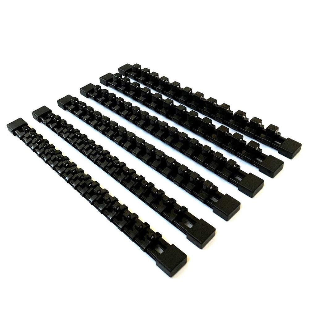 6 Mountable Socket Rail Holder Organizer Black 1/4 3/8 1/2