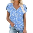 thumbnail image 2 of Babysbule Women's Tops Women's Short Sleeve Print V-Neck T-Shirt Loose Casual Summer Tee Tops, 2 of 7