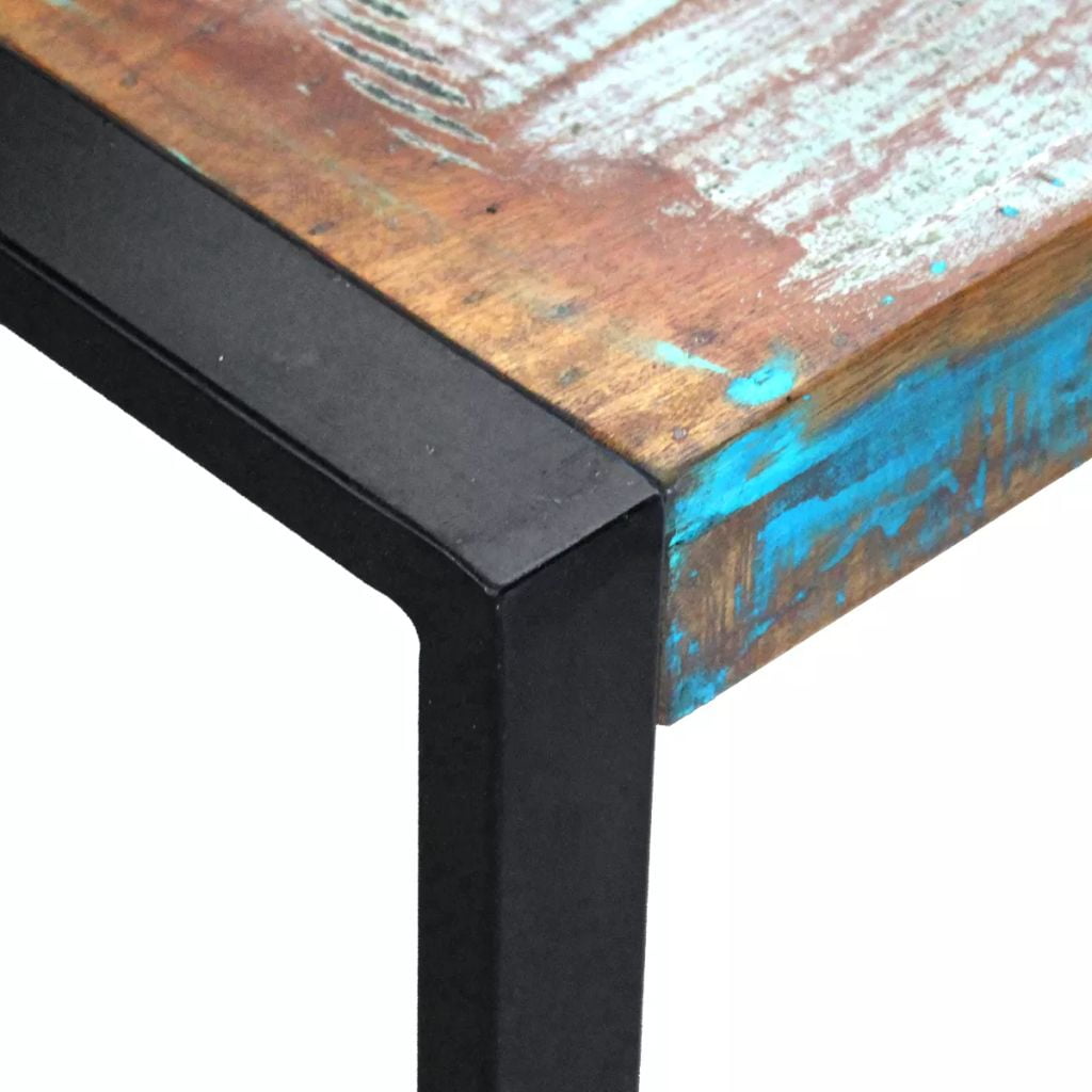 Solid Reclaimed Wood Coffee Couch, Side Tea Table Multicolor Steel Frame