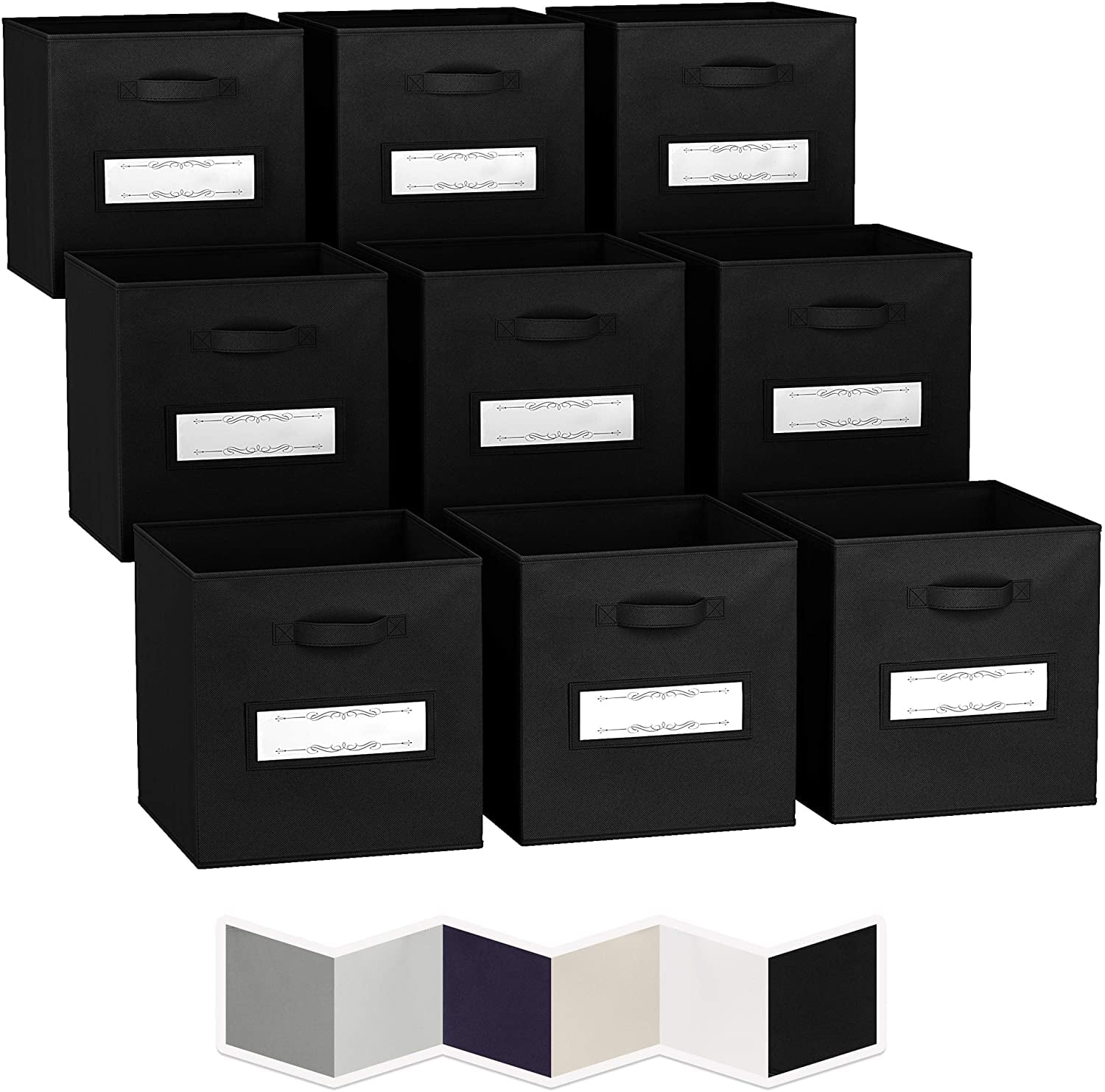 13x13 Large Storage Cubes (Set of 9). Fabric Storage Bins with Label