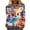 #0176-Multicolor, variant on Uootdi Ladies' Casual Christmas Print Round Neck Three Quarter Sleeve 3/4 Sleeve T-shirt Loose Top Gift