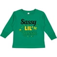 thumbnail image 3 of Inktastic Saint Patrick's Day Sassy Lil' Lassie with Shamrocks Girls Long Sleeve Toddler T-Shirt, 3 of 5