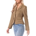 thumbnail image 4 of INSPIRE CHIC Faux Suede Jacket for Women's Notched Lapel Button Down Pockets Slim Fall Winter Cropped Blazer S Brown, 4 of 6