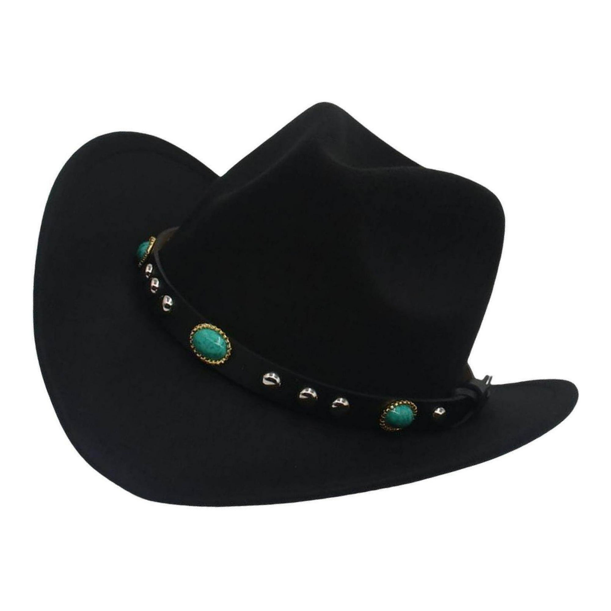Chapeau de Cowboy Western en Feutre Accessoires de Décoration Larges Chapeau Jazz Vintage Visière de Soleil pour Voyage Noir