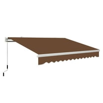 Retractable Patio Awning 13' x 8' - Manual Sun Shade for Deck, Balcony, Door - Coffee Brown