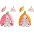 thumbnail image 3 of Conejito de peluche reversible de fresa y zanahoria, 2 juguetes de peluche de conejito, almohada de peluche de conejo de Pascua con cremallera, regalo suave y encantador para niños y niñas (2 piezas d, 3 of 4