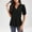 #094-Black, variant on V-Neck Short Sleeve Blouse for Women, Loose Fit Casual Top with Button Front, Breathable Soft Shirt for Office and Daily Wear