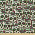thumbnail image 2 of Ambesonne Colorful Fabric by the Yard Upholstery, Paisley Floral Pattern, 1 Yard, Cream Green Red, 2 of 5