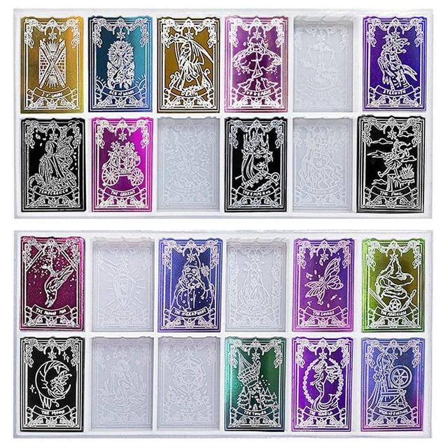 Juego De 2 Unidades De Moldes De Resina Para Cartas De Tarot, 24 Cartas Arcanas Principales, Molde De Silicona De Grado Alimenticio Para Colgante, Llavero, Juego, Decoración Del Hogar Eigraketly AP005854-00