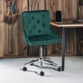 thumbnail image 5 of HYJY Green Velvet Armless Home Office Desk Chair with Gold Base/Wheels, Small Cute Vanity/Makeup Chair with Back for Bedroom, Upholstered Adjustable Rolling Swivel Nail Chair for Women/Girls, 5 of 10