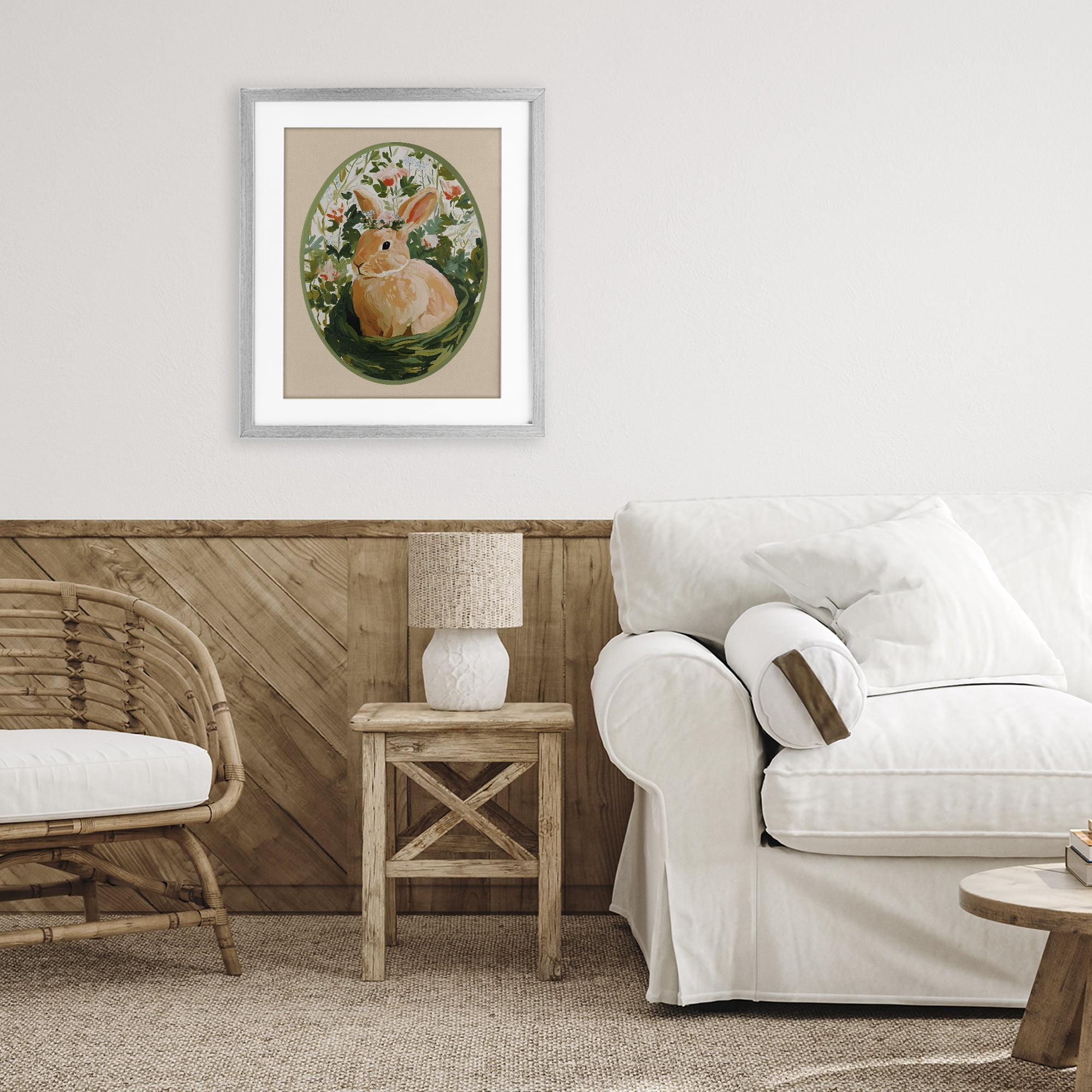 Stupell Industries Bloom Nest Bunny Gray Framed Print Under Glass, design by Yen