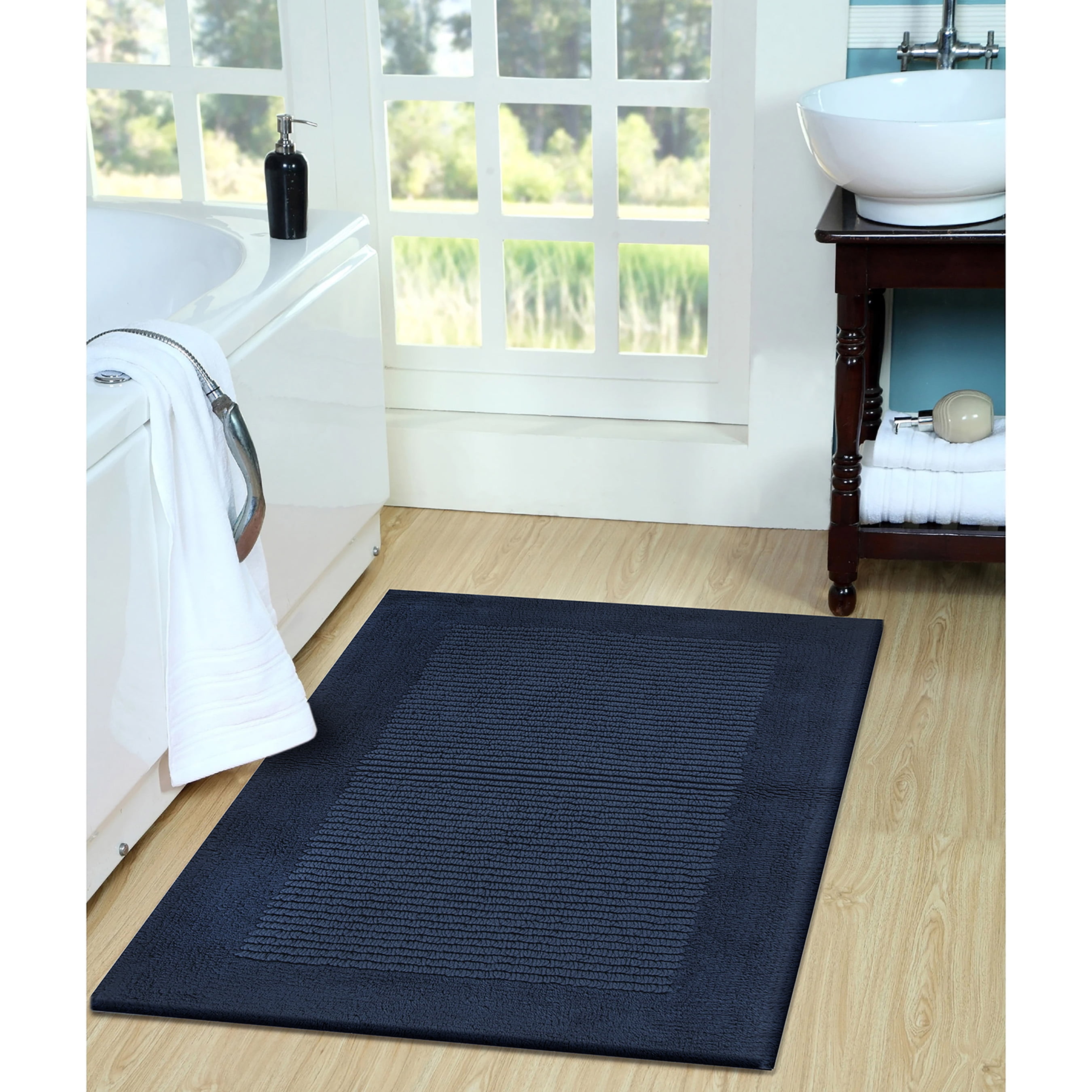 Hotel Style Blue Egyptian Cotton 24" x 60" Bath Runner, 1 Count