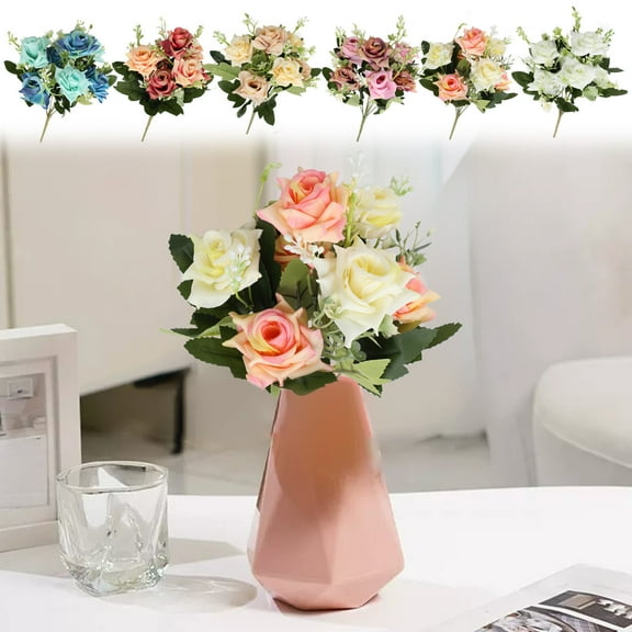 Moocorvic Artificial Roses with Stems, Fake Floral Flowers Bouquets for the Bridal Party & Occasions Valentines Wedding Decorations(Hot-pink)