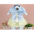 thumbnail image 3 of Baby Girls Denim Clothing Sets 3 Pieces Sets T Shirt Denim Jacket and Jeans,Yellow,4-5Years, 3 of 7