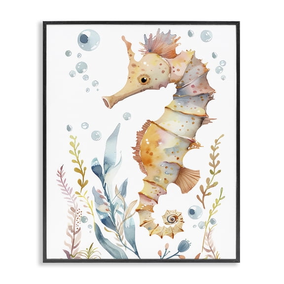 Stupell Industries Cottage Soft Seahorse Underwater Black Framed Giclee Art, 11 x 14, by Franklyn Gregory