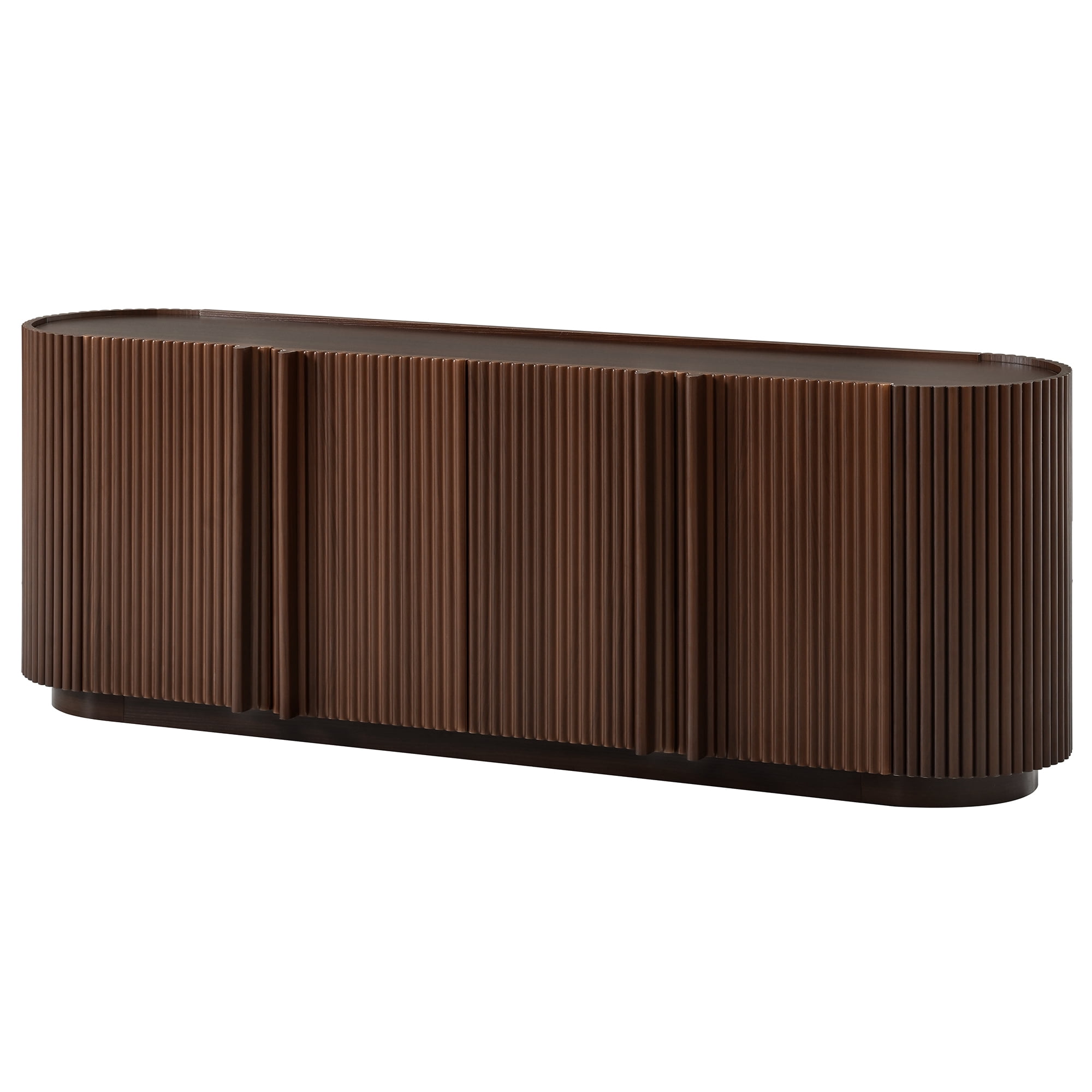 Aukfa Mid Century Modern Fluted TV Stand for TVs up to 70",Entertainment Center,Curved Design,Walnut