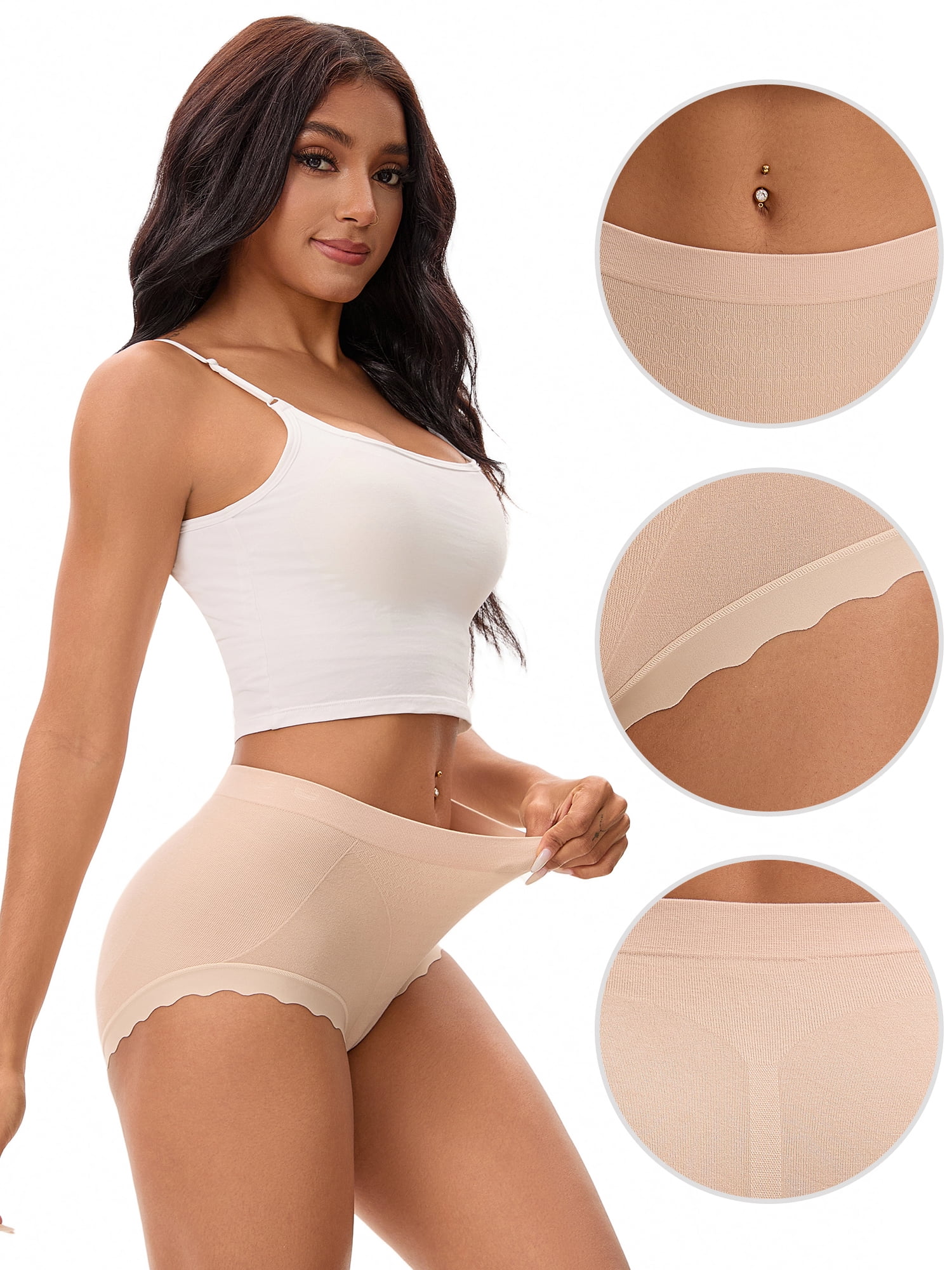 Unique Bargains High Waisted Tummy Control Briefs 2XL Light Beige