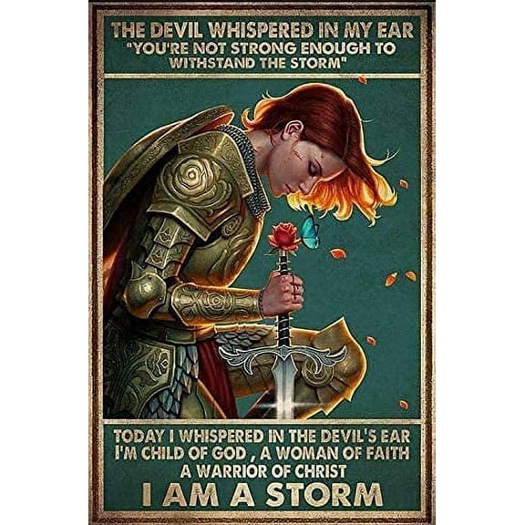 I Am A Storm Woman Of Poster Art Print Wall Art Metal Painting 12x8 Inch Vintage Tin Sign Art Print Decor Faith Warrior