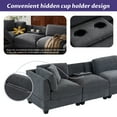 thumbnail image 3 of EUROCO 128.7" Longer 5-seat Sectional sofa Modular Sofa Couch with Removable Storage Ottoman, 2 hidden cup holders and Removable Cushions for Living Room Apartment,Grey, 3 of 8