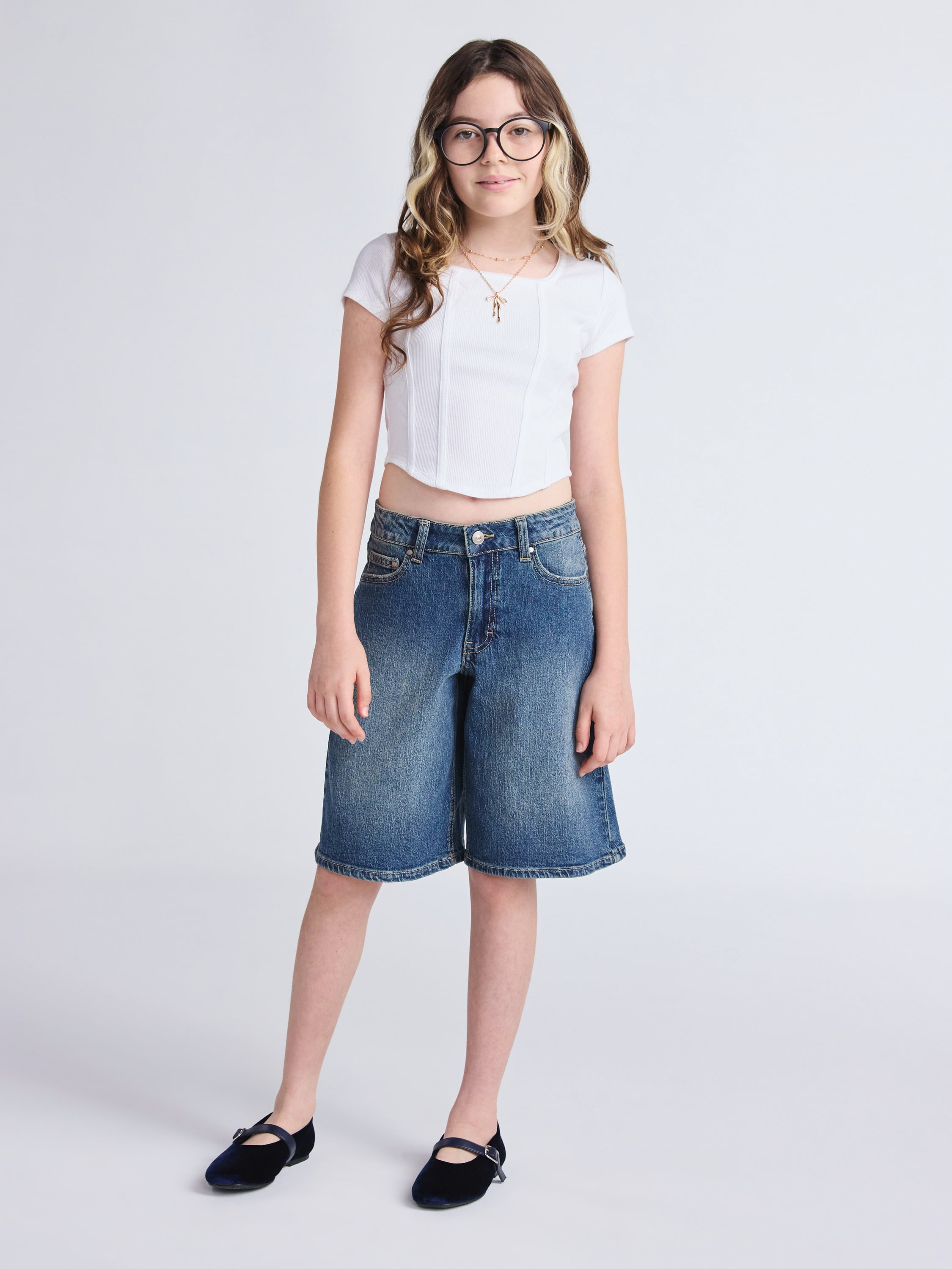 Weekend Academy Girls Short Sleeve Corset Top, Sizes 4-18
