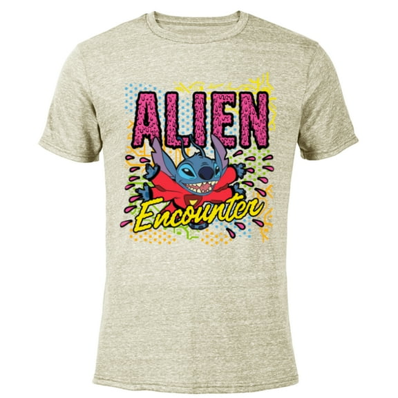 Disney Stitch Alien Encounter - Short Sleeve Blended T-Shirt for Adults - Customized-Yellow